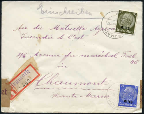 Lettre du Bas Rhin vers la Zone occupée nov 1940