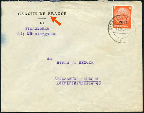 Courrier de la banque de france à Strasburg