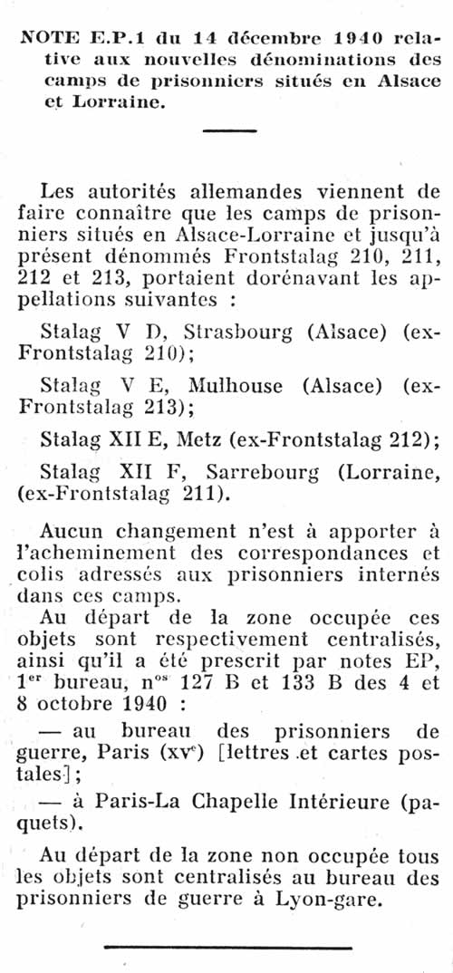 Camps installés en Alsace-Lorraine