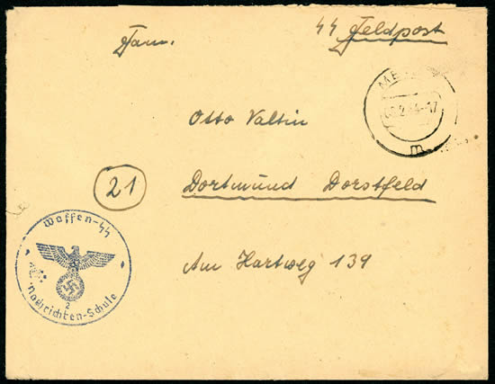 Ecole Waffen-SS à Metz cachet bleu