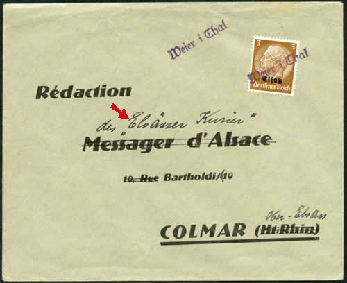 Lettre pour l'Elsasser Kurier