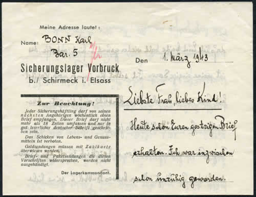 Formulaire du camp de Vorbruck