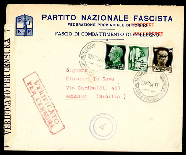 Lettre tardive de la base italienne de Bordeaux