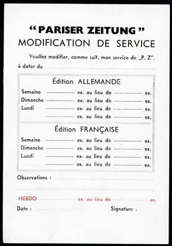 CP service vente du Parizer Zeitung