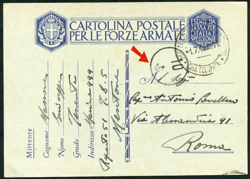 CPFM de Menton Zona Occupata avec censure de la marine italienne