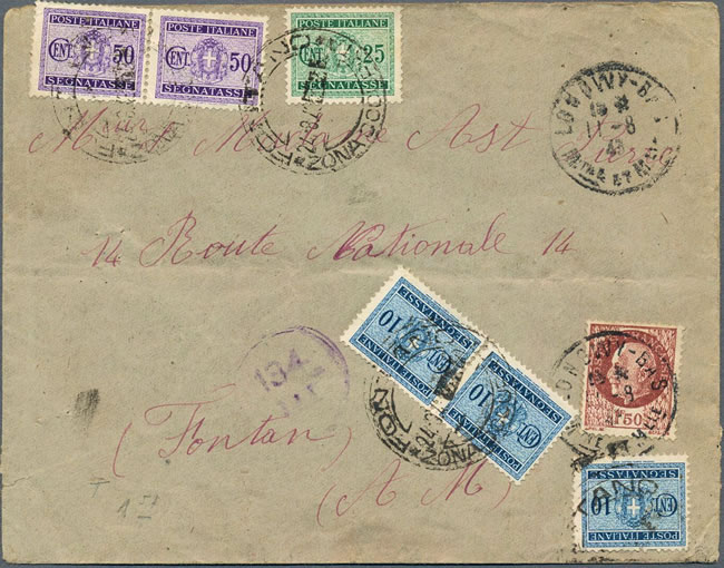 Lettre pour Fontan taxée à l'arrivée