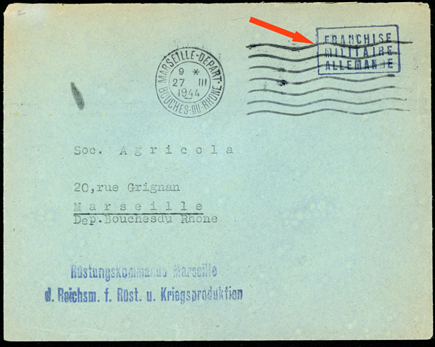 Lettre avec griffe "FRANCHISE MILITAIRE ALLEMANDE