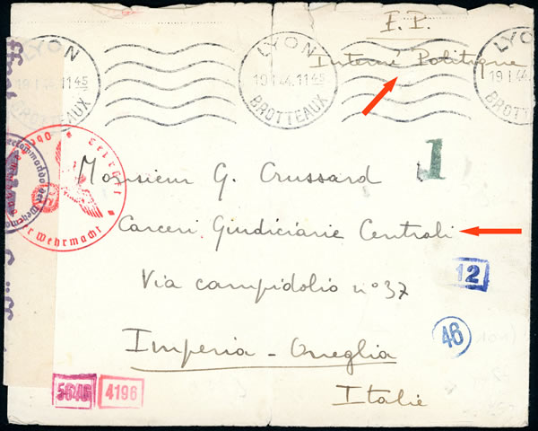 Lettre pour un interné politique français en Italie