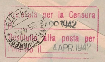 cachet indiquant le prélévement et la restitution de la lettre par la censure