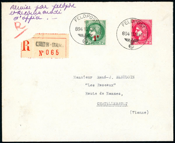 Lettre recommandée allemande transmise par la poste française