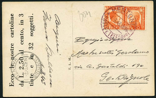 Cachet Mentone Poste e telegraphi sur CP