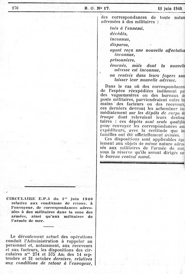 Courrier retourné à l'envoyeur