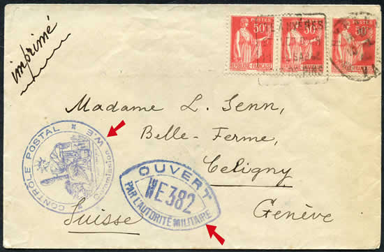 Deux cachets de censure différents