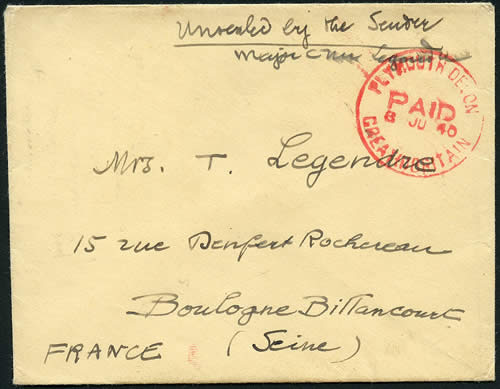 Evacué de Dunkerque oblitération de Plymouth