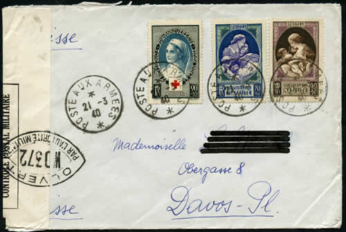 Lettre pour étranger passée par la Poste aux Armées