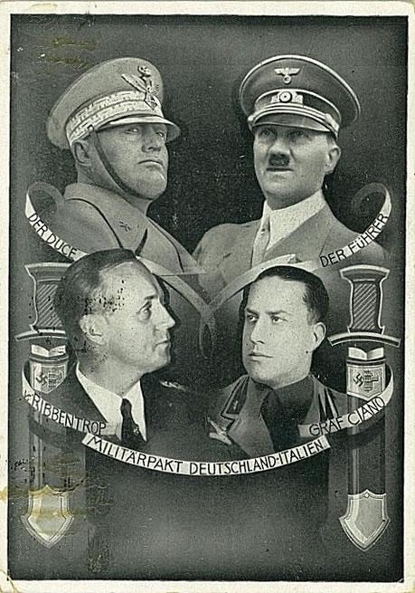 Hitler Mussolini Ribbentrop et Ciano