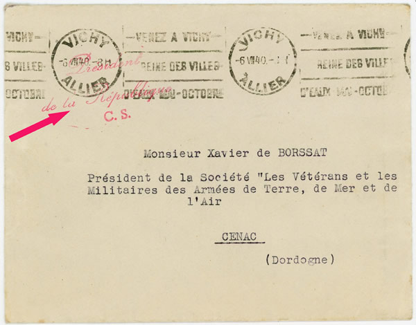 Lettre du Président de la République à Vichy