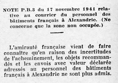 Arrêt expéditions vers Alexandrie