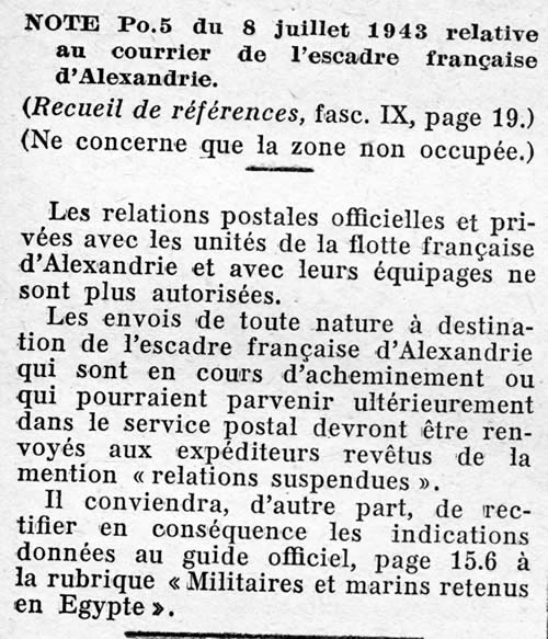 Fin du courrier avec les marins d'Alexandrie.