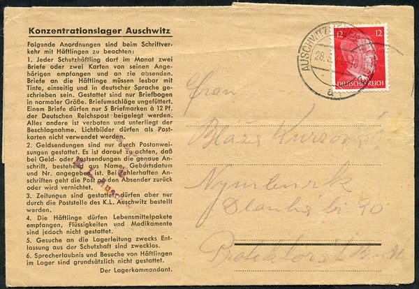 Lettre d'Auschwitz