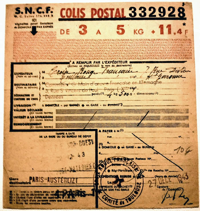 Bulletin de colis expédié via le CGMOFA