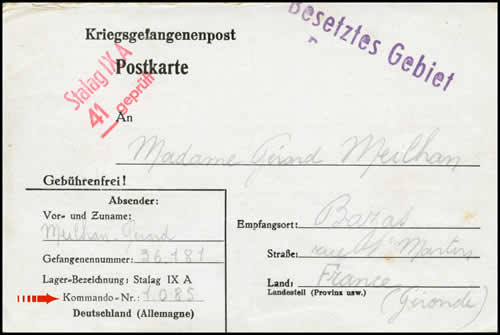 Carte venant d'un kommando