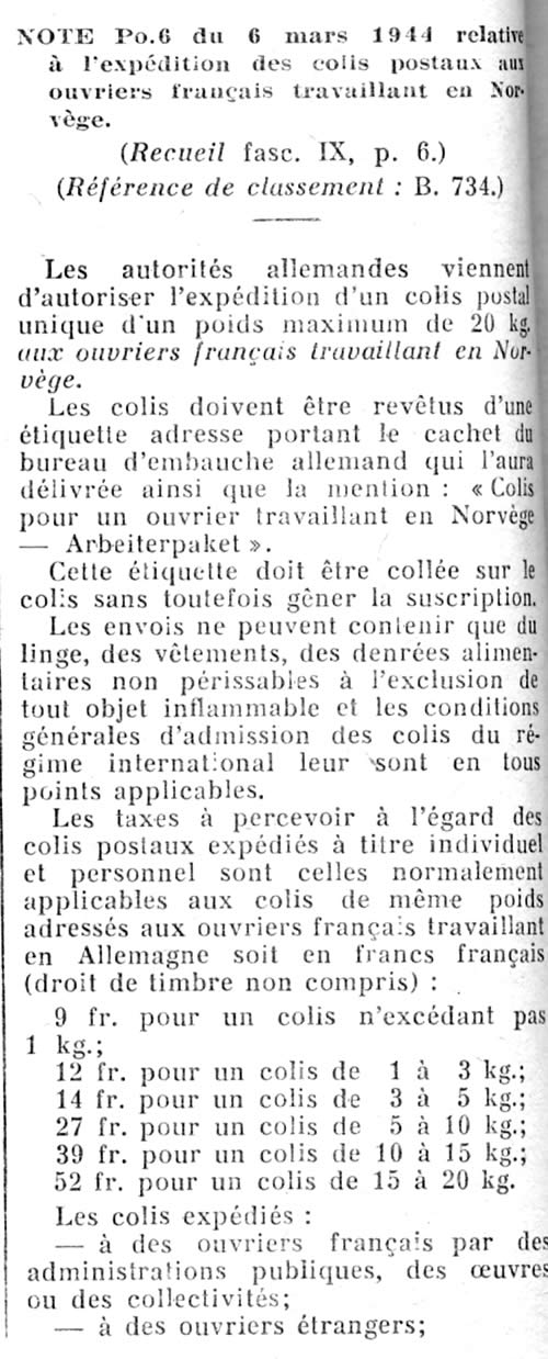 Colis pour les STO en Norvège