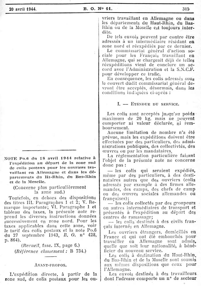 Envoi de colis à partir de la zone sud