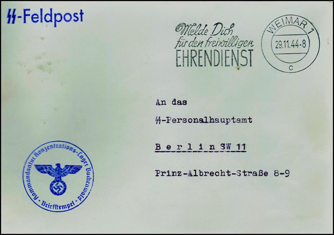 Lettre en franchise du Commandant du camp de Buchenwald