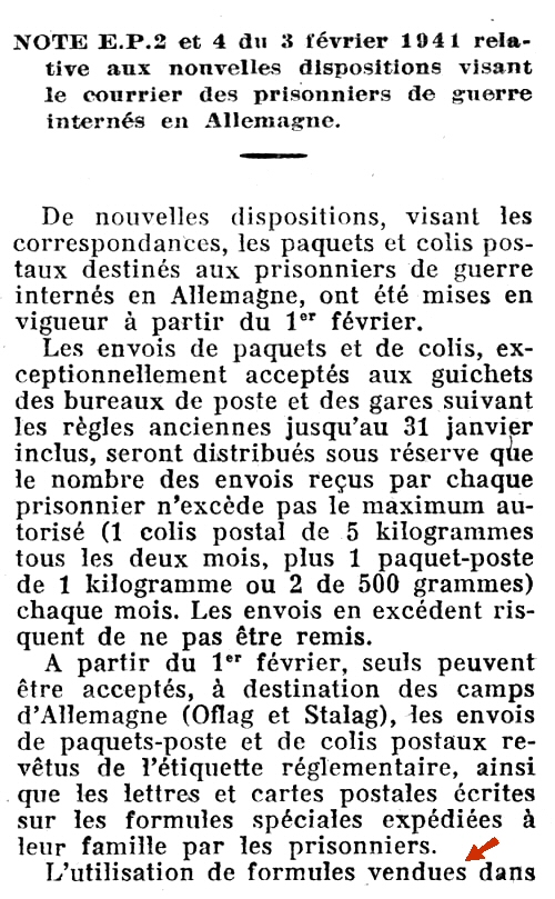 Courrier des prisonniers de guerre