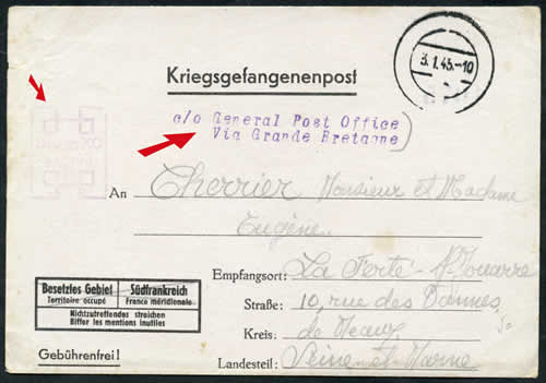 Courrier de prisonniers via la Grande Bretagne