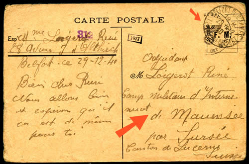 Cp de belfort pour un interné en Suisse