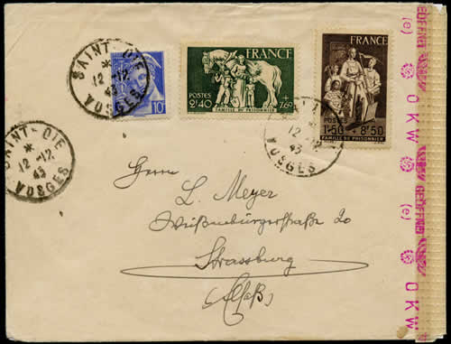 Timbres famille du Prisonniers sur lettre pour l'étranger au tarif