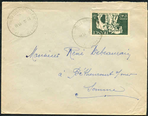 Timbre famille du prisonnier sur lettre