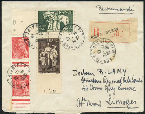 Paire Famille du prisonnier sur lettre au tarif