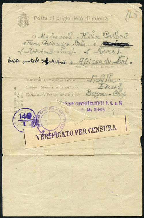 Formulaire prisonniers de guerre