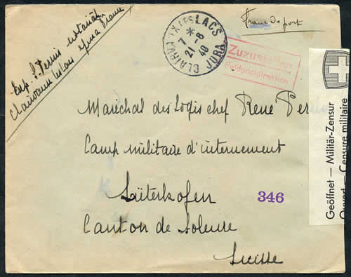 lettre pour un interné en Suisse