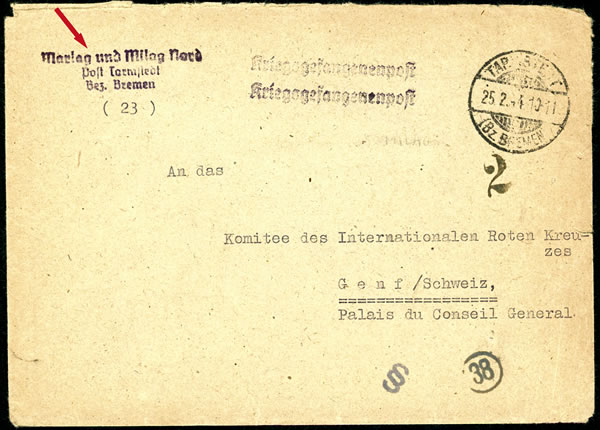 Lettre du Marlag / Milag Nord pour la Croix-Rouge