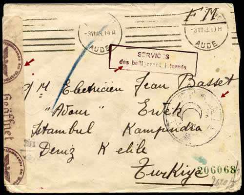 lettre de Narbonne pour la Turquie