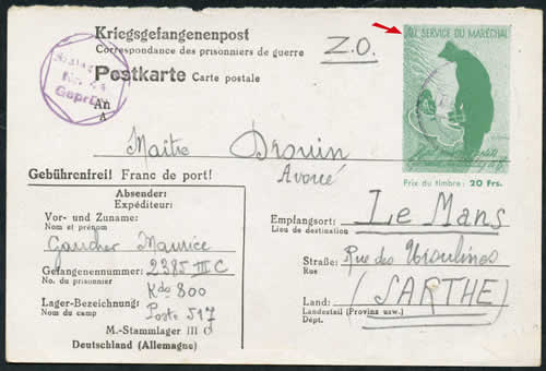 Vignette imprimée "au service du maréchal"