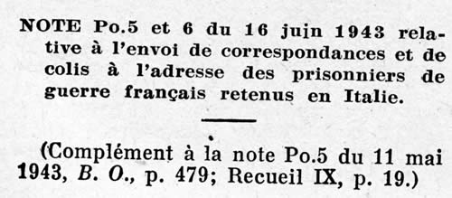 Courrier des Prisonniers en Italie