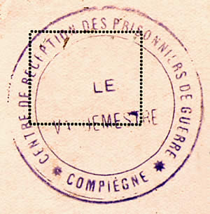 cachet du Centre de réception des prisonniers libérés
