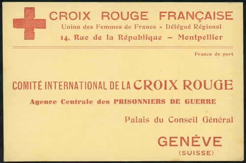 CP Croix-Rouge de recherche de prisonnier de guerre