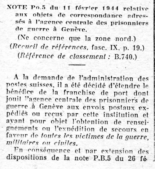 Courrier vers Croix-Rouge