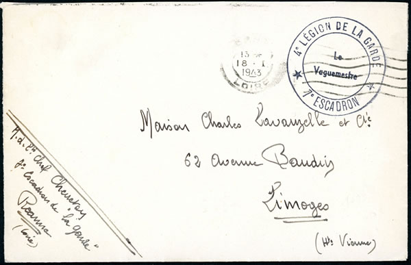 Cachet de franchise du 4e légion de la garde