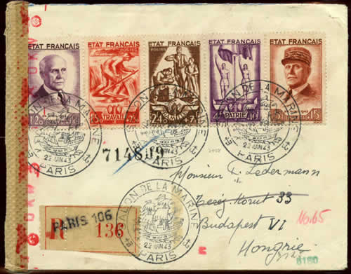 Bande Travail famille Patrie sur lettre ayant voyagé