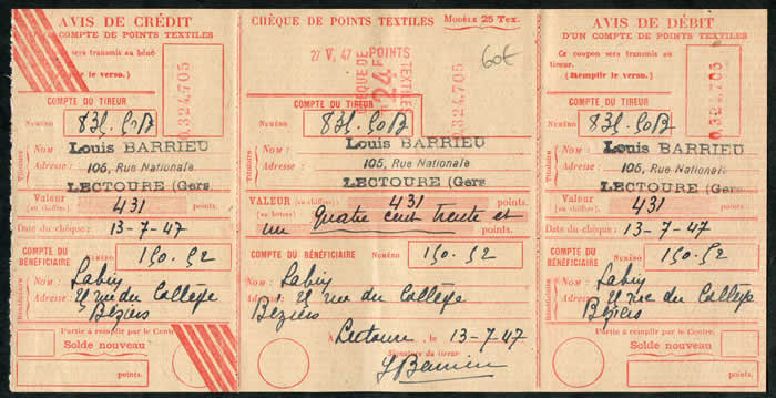 Chèque de points textile