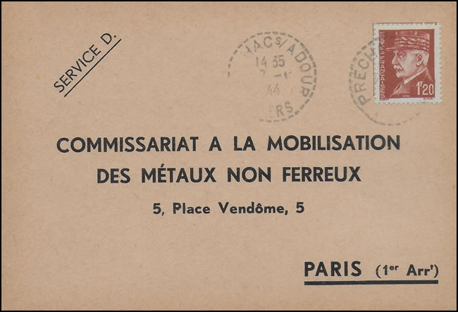 Carte postale confirmant l'information du public concernant les metaux non ferreux
