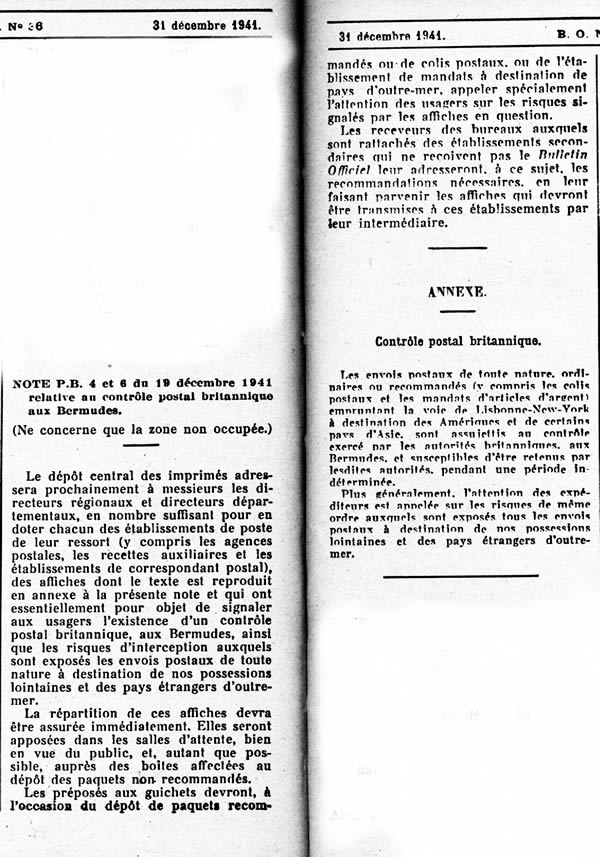 Contrôle postal britannique aux Bermudes