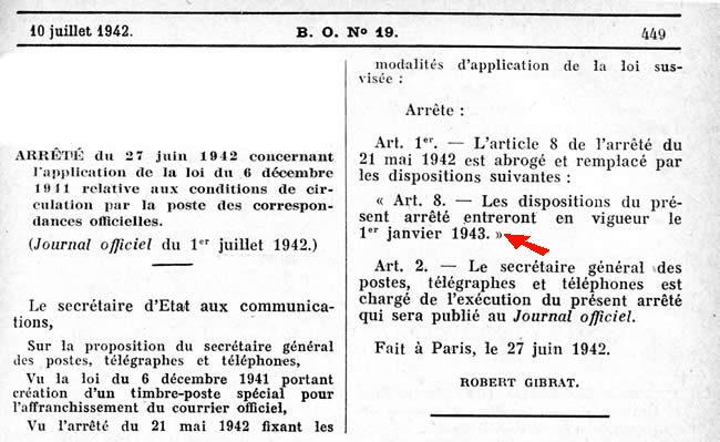 report de l'utilisation des timbres francisque